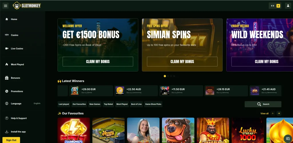 Slotmonkey lobby 1
