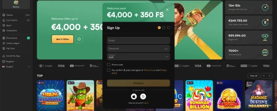 new lucky registreren