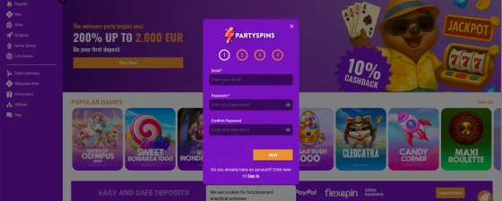 partyspins registreren