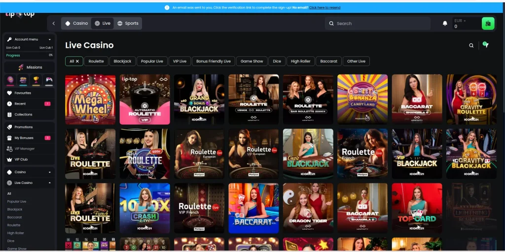 tip-top live casino