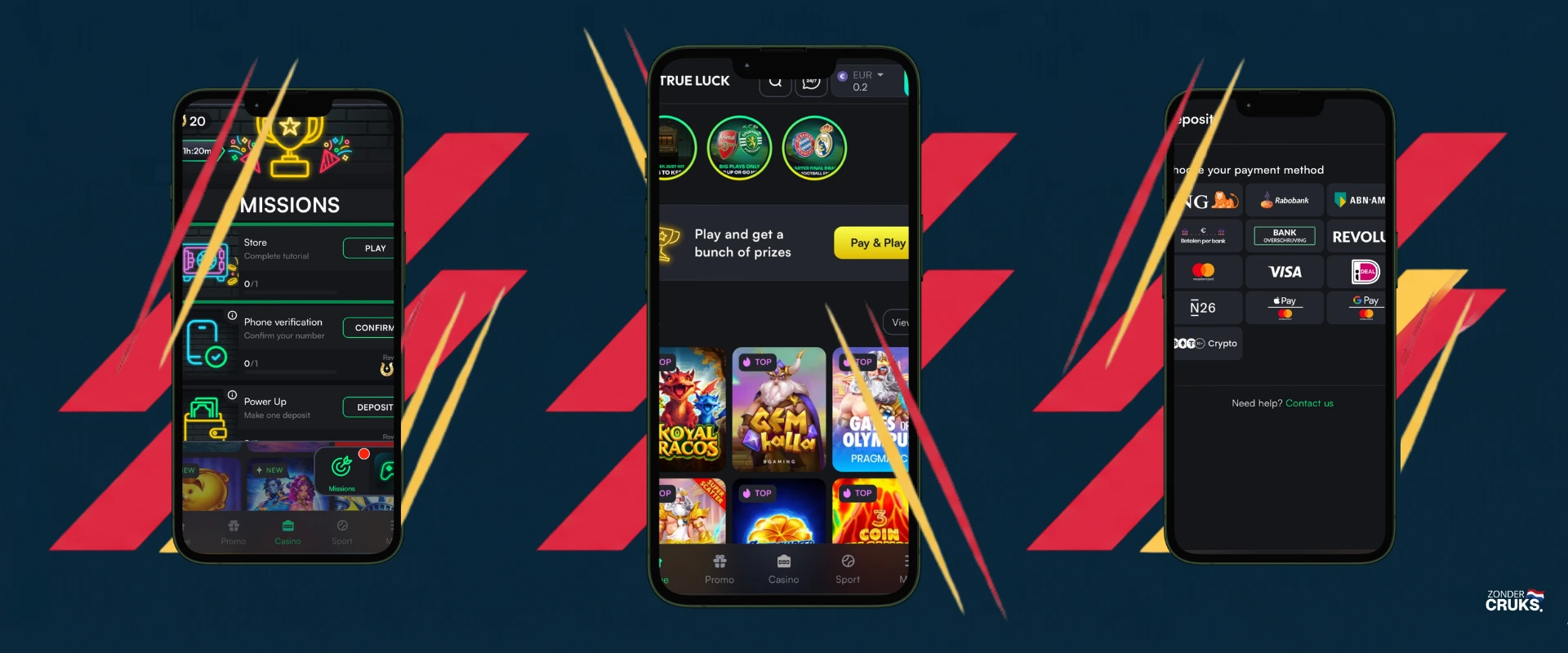 Trueluck casino screenshots - snelle uitbetalingen en missies